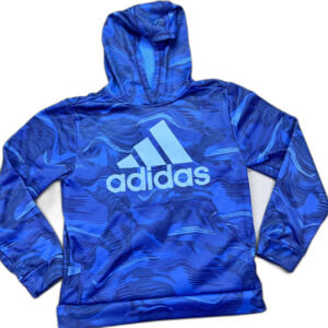 Adidas Sweater Youth XL 18/20 Blue Hooded‎ Sweatshirt Hoodie Polyester Fleec